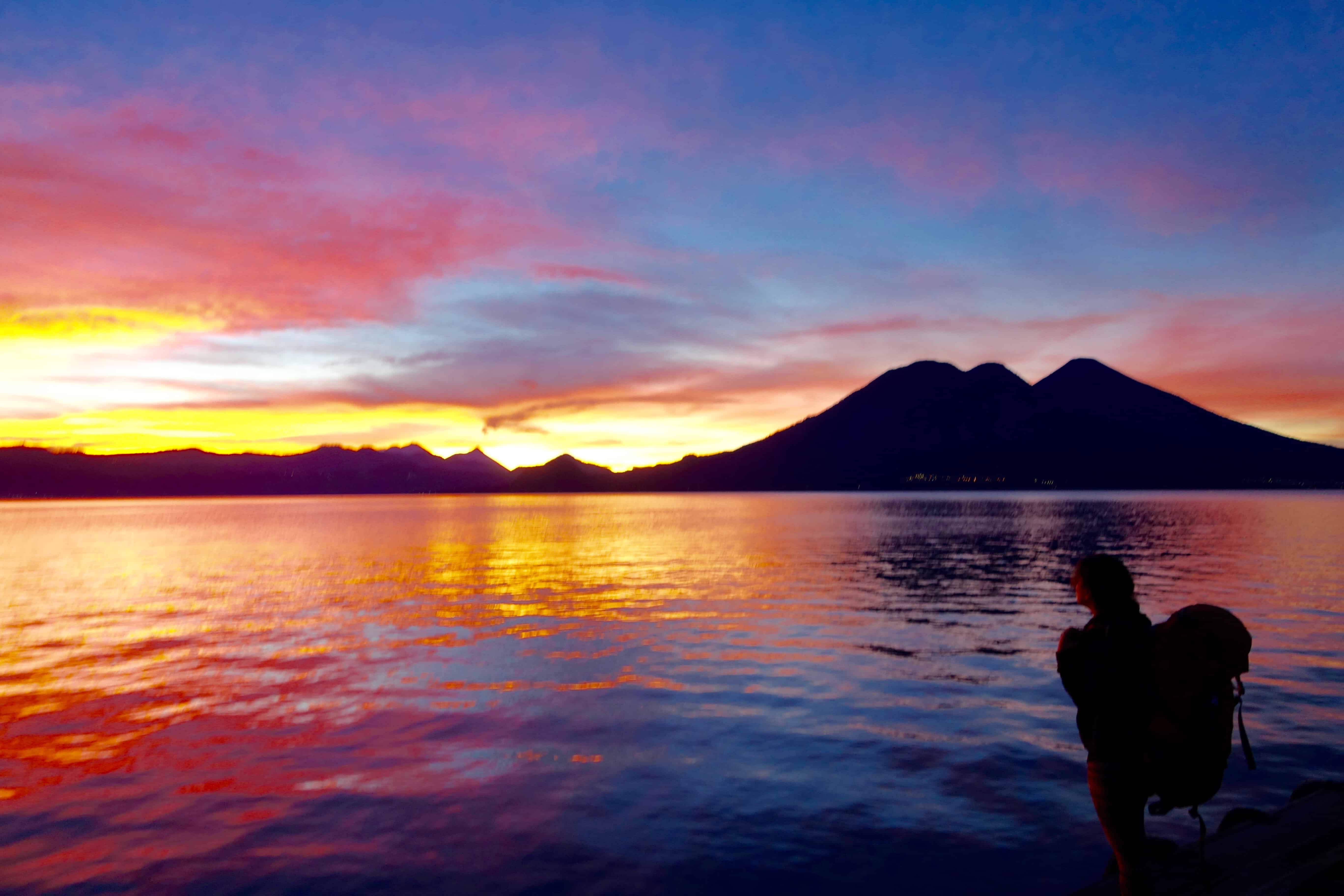 sunrise lake atitlan, sunrise guatemala, shivya nath travel blog