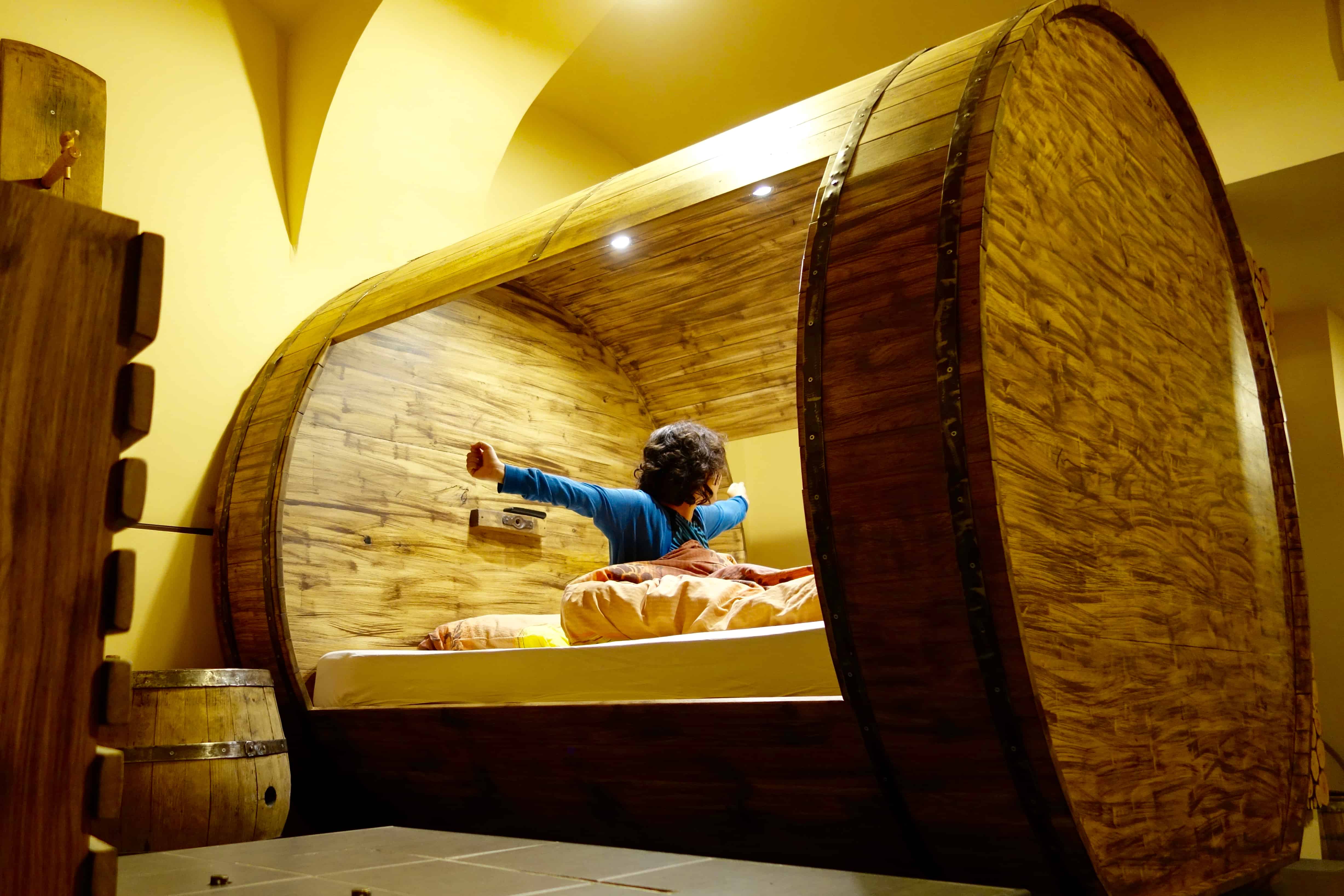 sleep in a wine barrel, unique airbnb ljubljana, cool places to stay in ljubljana
