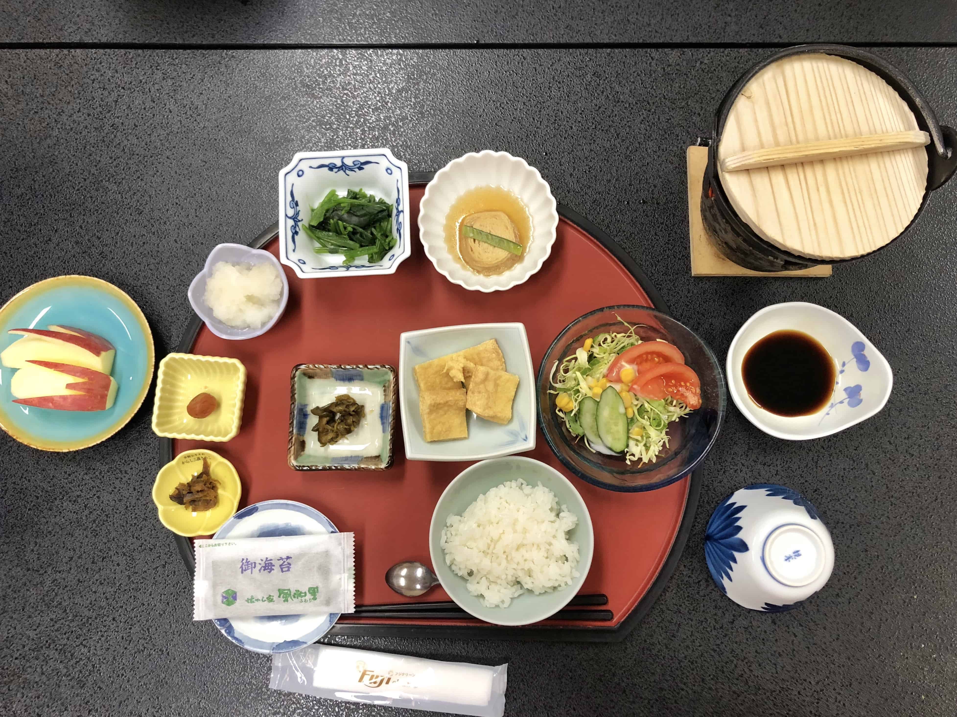 vegan breakfast in a japanese ryokan