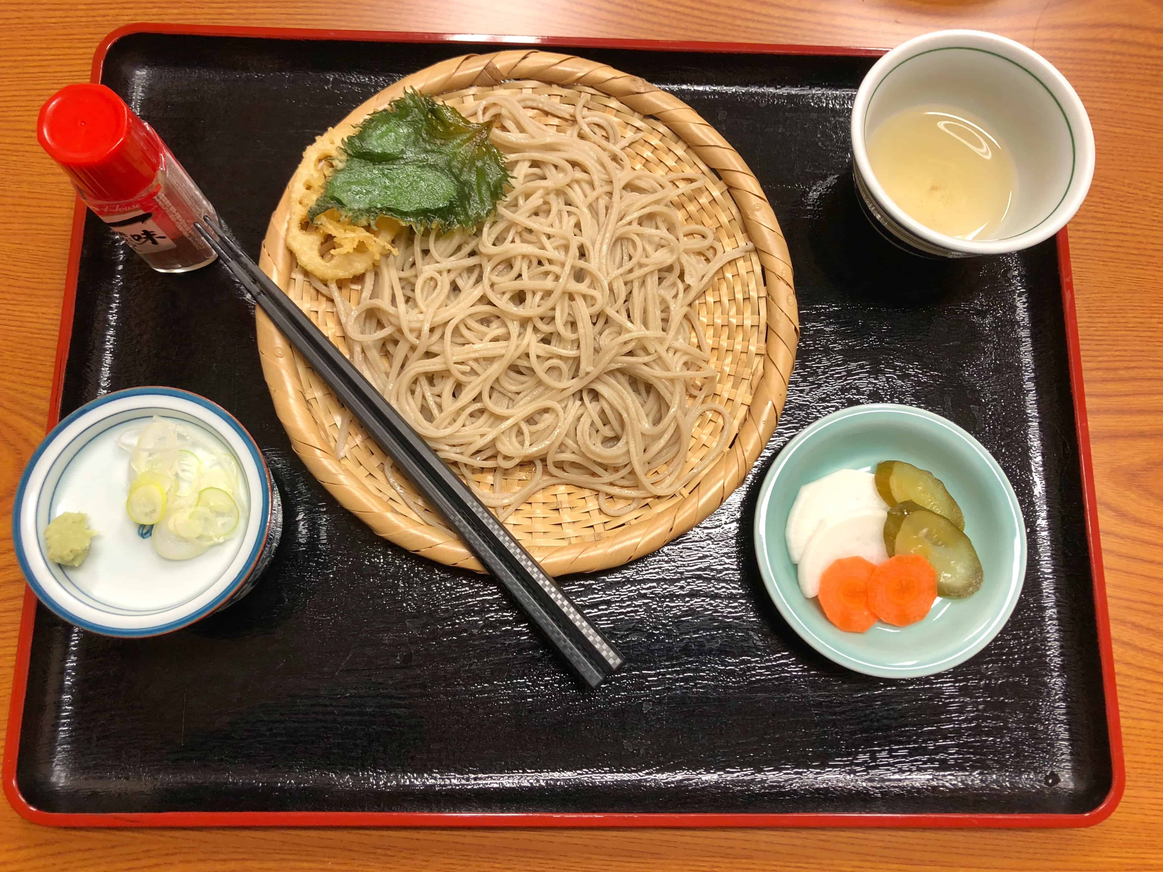 cold soba noodles with pickle and sauce